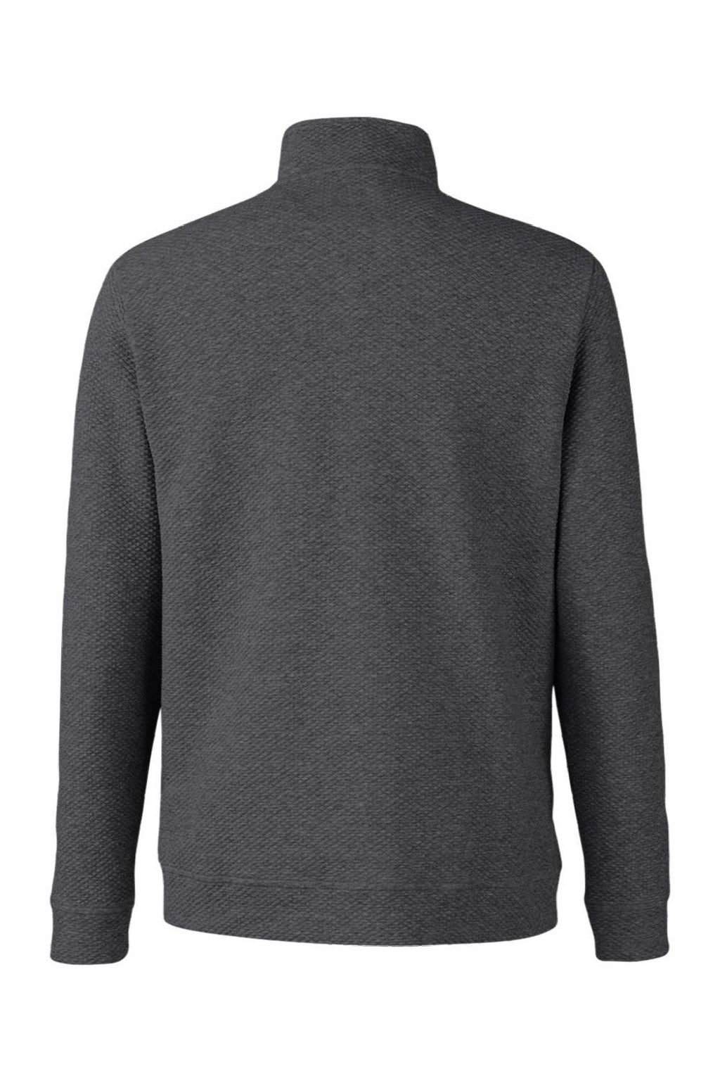 North End NE725 Mens Spirit Textured 1/4 Zip Sweatshirt Heather Black Flat Back