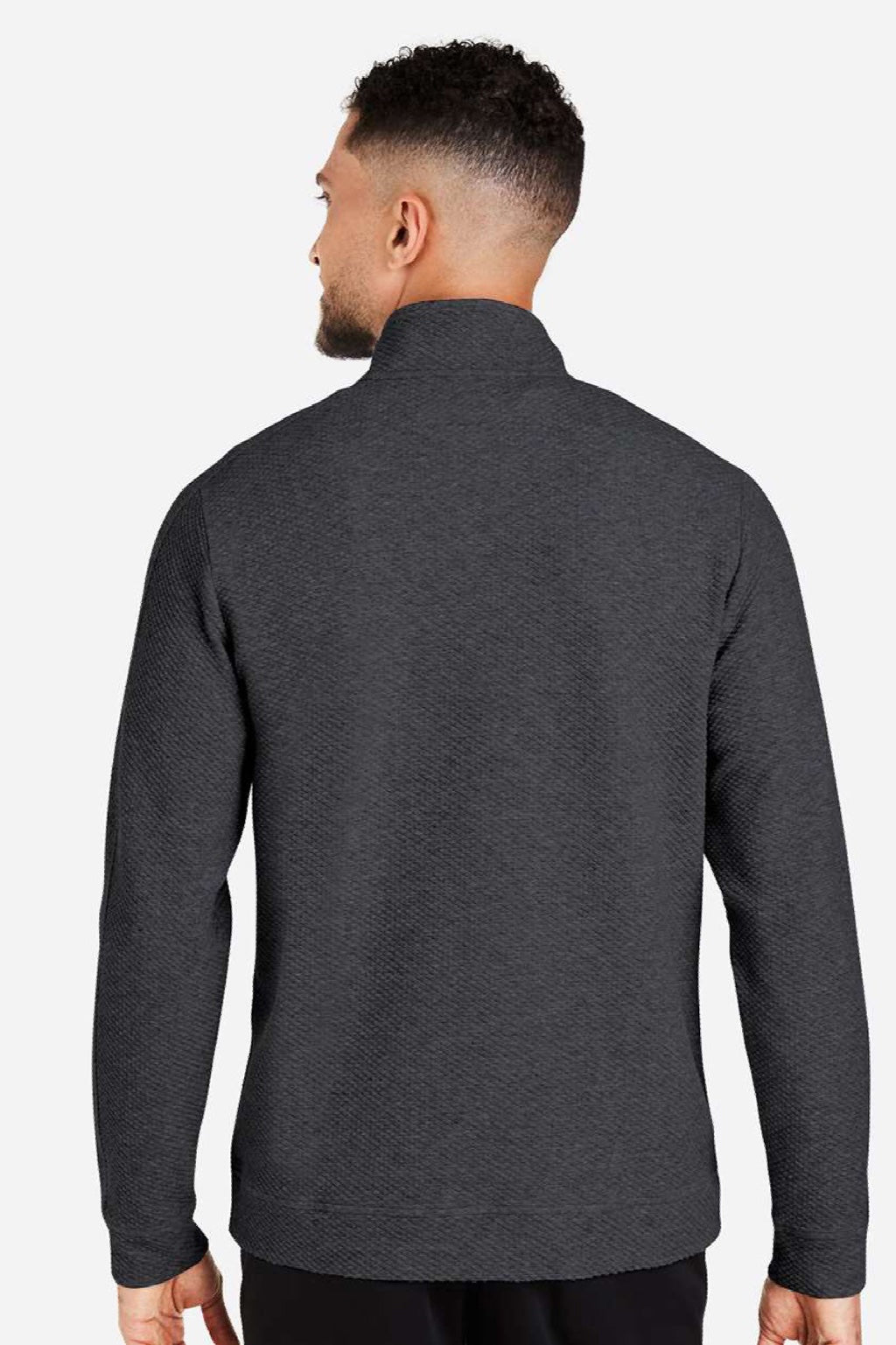 North End NE725 Mens Spirit Textured 1/4 Zip Sweatshirt Heather Black Model Back
