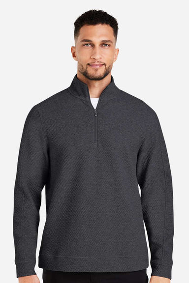 North End NE725 Mens Spirit Textured 1/4 Zip Sweatshirt Heather Black Model Front