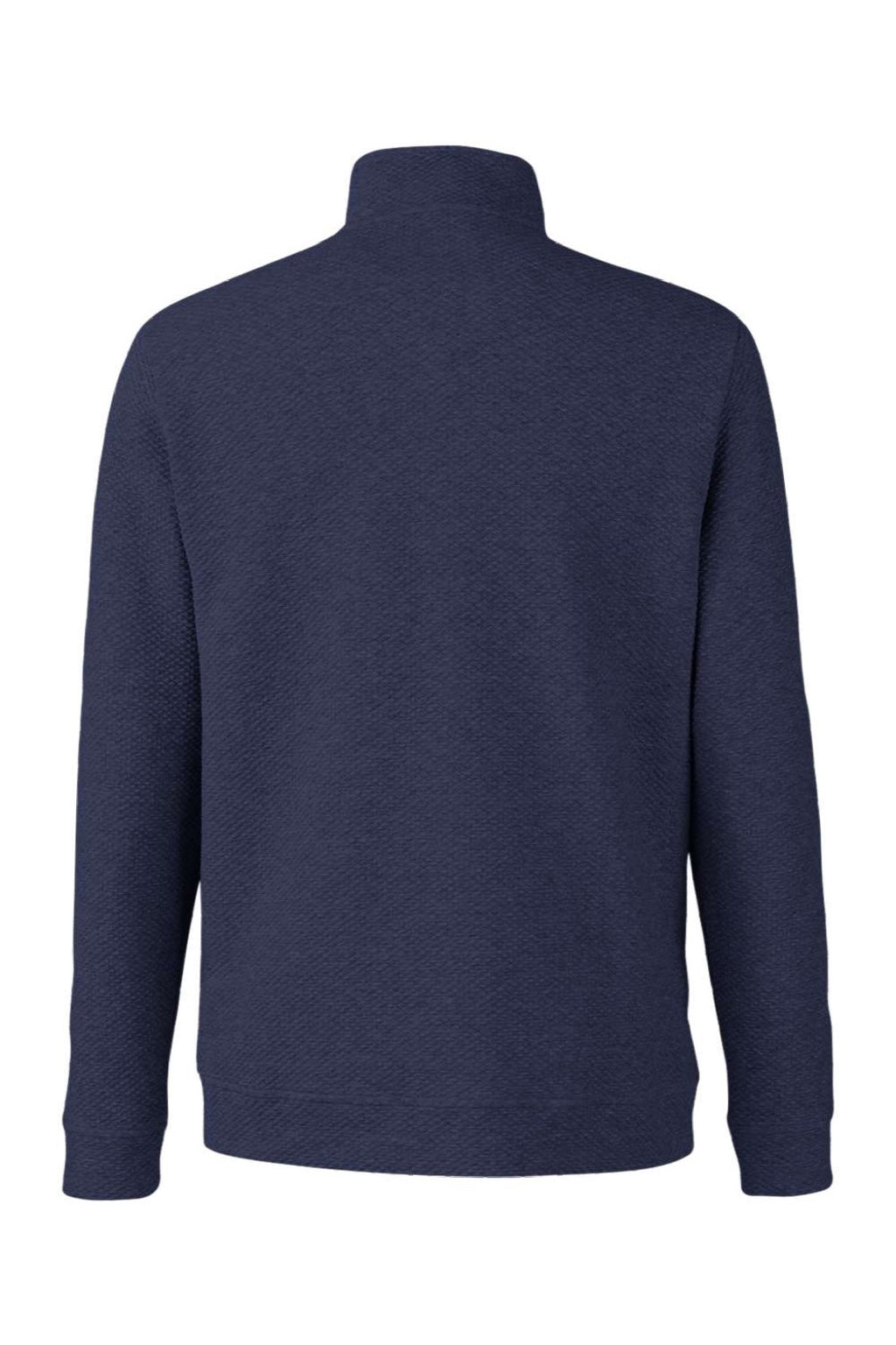 North End NE725 Mens Spirit Textured 1/4 Zip Sweatshirt Heather Classic Navy Blue Flat Back