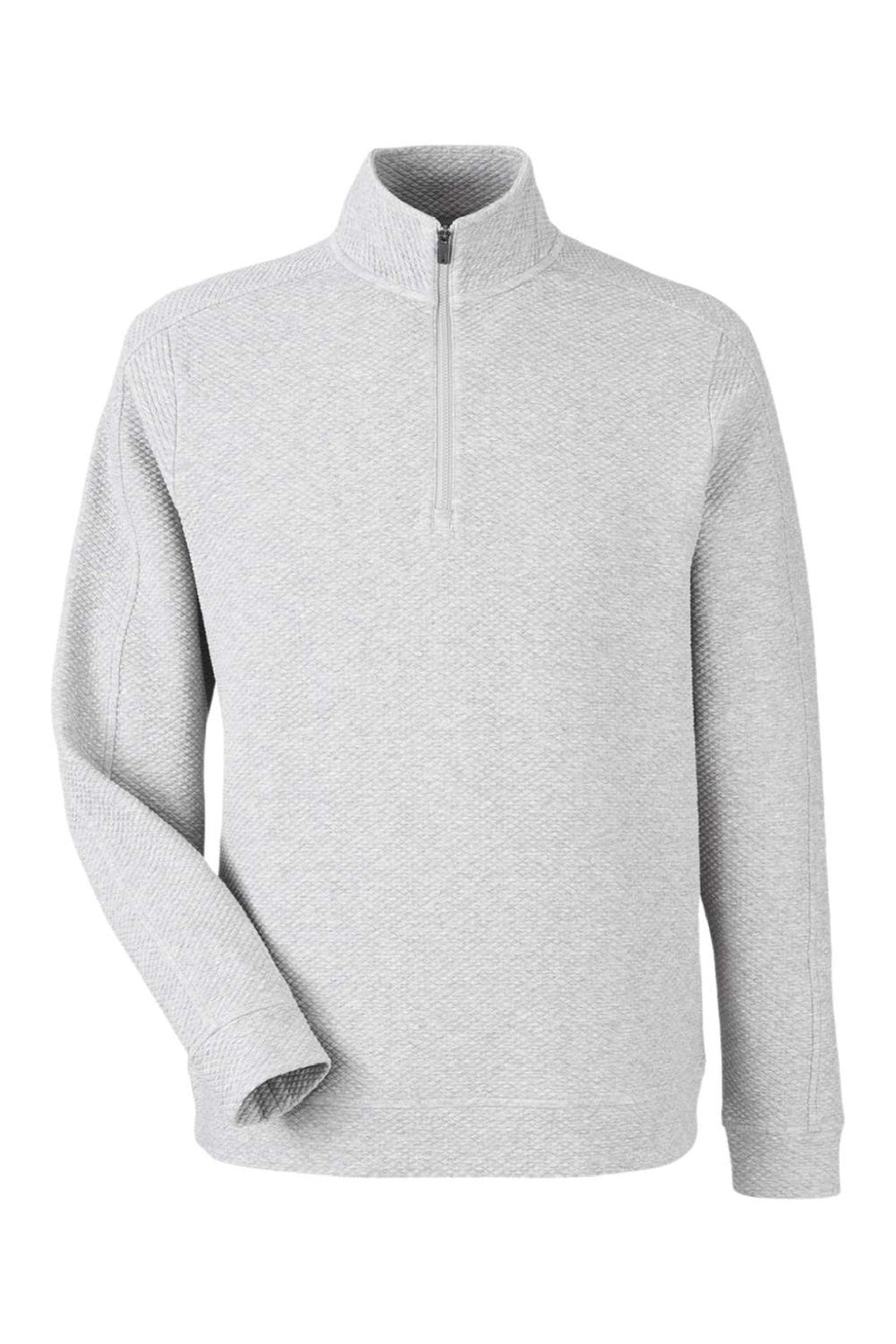 North End NE725 Mens Spirit Textured 1/4 Zip Sweatshirt Heather Platinum Grey Flat Front