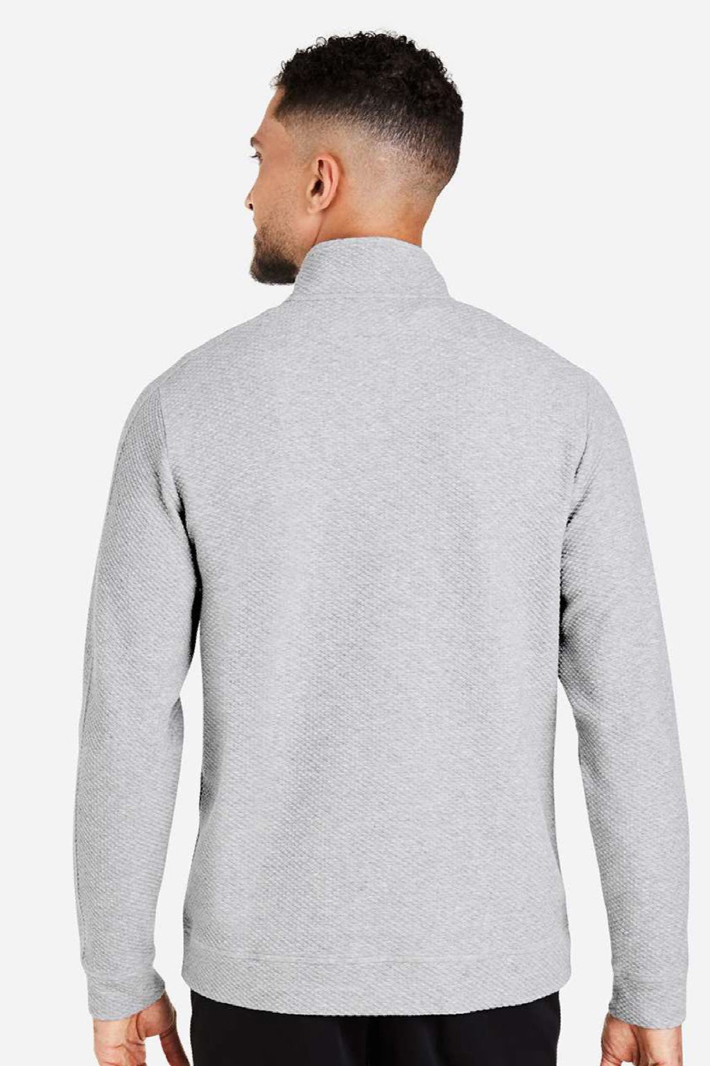 North End NE725 Mens Spirit Textured 1/4 Zip Sweatshirt Heather Platinum Grey Model Back
