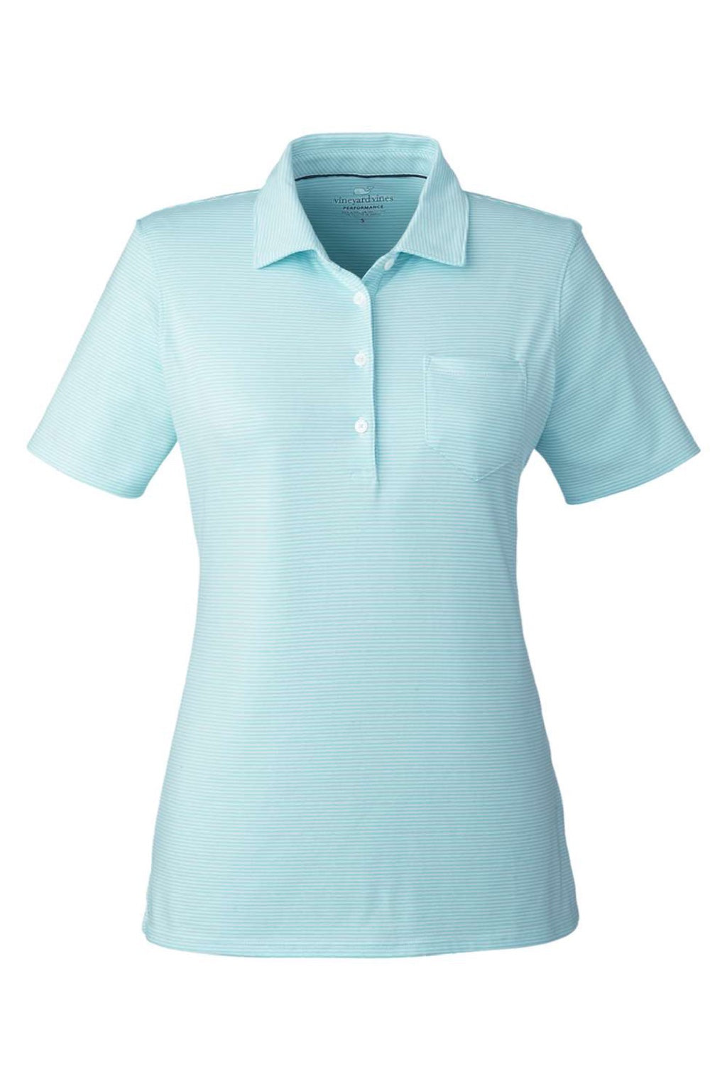 Vineyard Vines G001320 Womens Fanshell Short Sleeve Polo Shirt Crystal Blue Flat Front