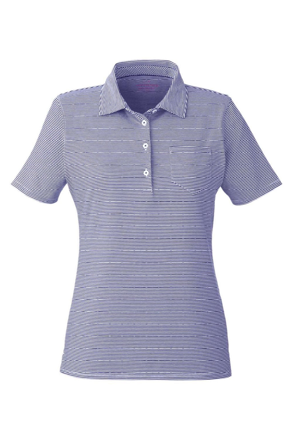 Vineyard Vines G001320 Womens Fanshell Short Sleeve Polo Shirt Deep Bay Blue/White Cap Flat Front
