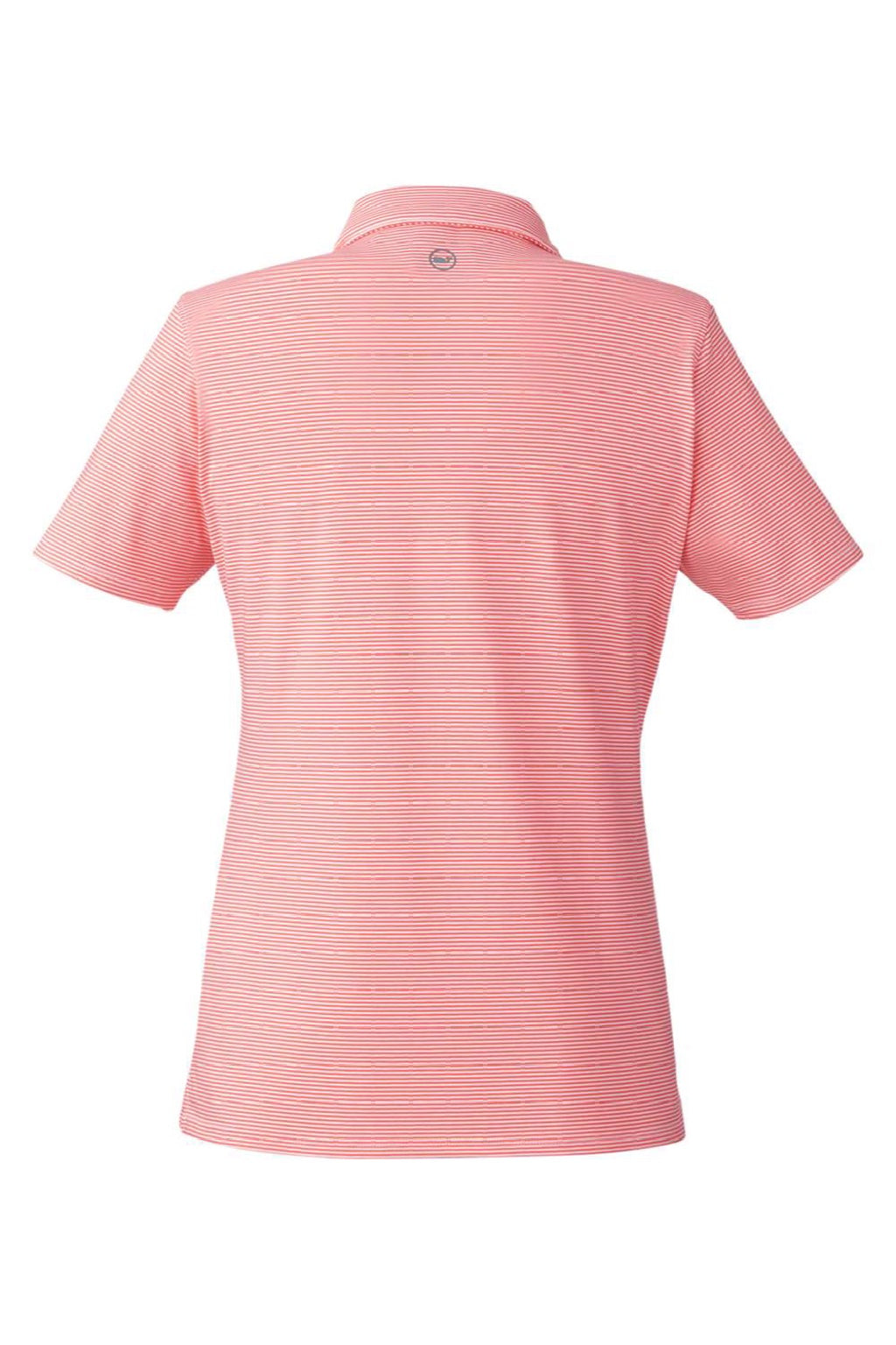 Vineyard Vines G001320 Womens Fanshell Short Sleeve Polo Shirt White Cap/Fiery Coral Flat Back