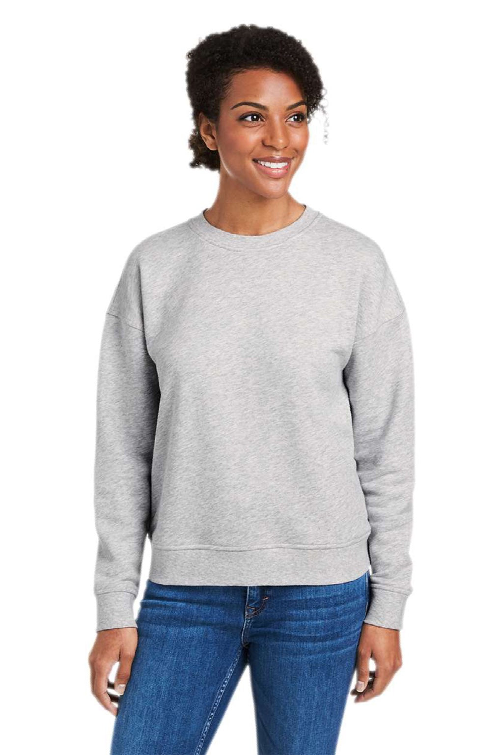 Vineyard Vines K002794 Womens Garment Dyed Crewneck Sweatshirt Heather Grey Model Front