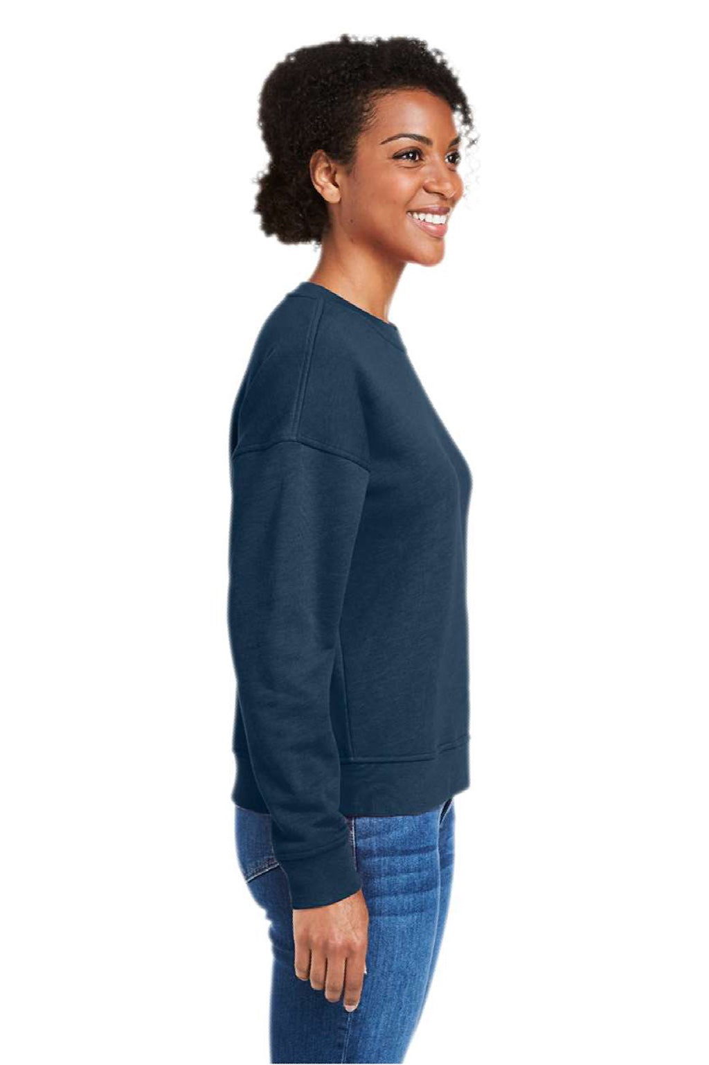 Vineyard Vines K002794 Womens Garment Dyed Crewneck Sweatshirt Vineyard Navy Blue Model Side