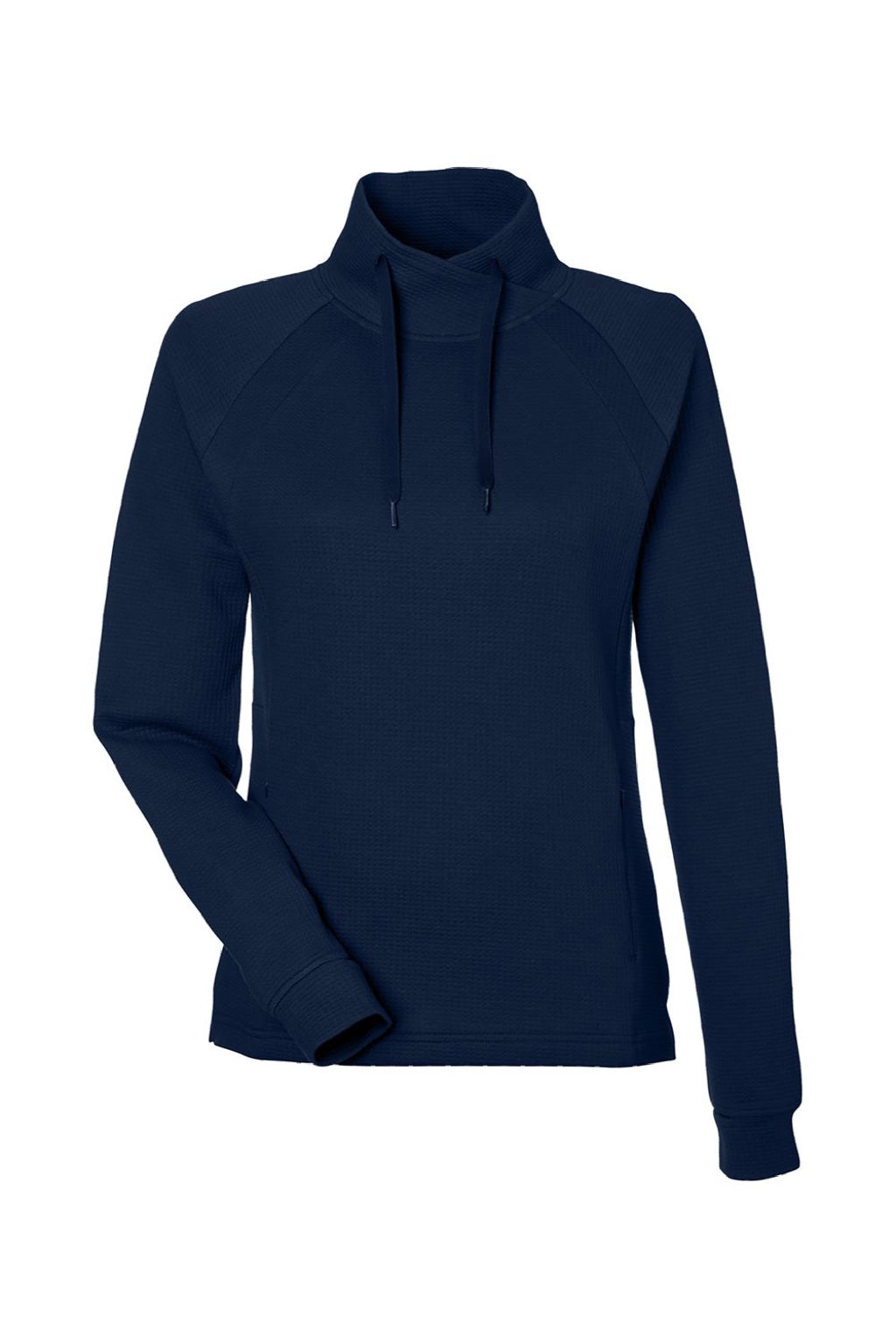 North End NE200W Womens Rhythm Waffle Sweatshirt w/ Pouch Pocket Classic Navy Blue Flat Front