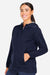 North End NE75W Womens Network Lightweight Full Zip Hooded Jacket Heather Classic Navy Blue Model Side