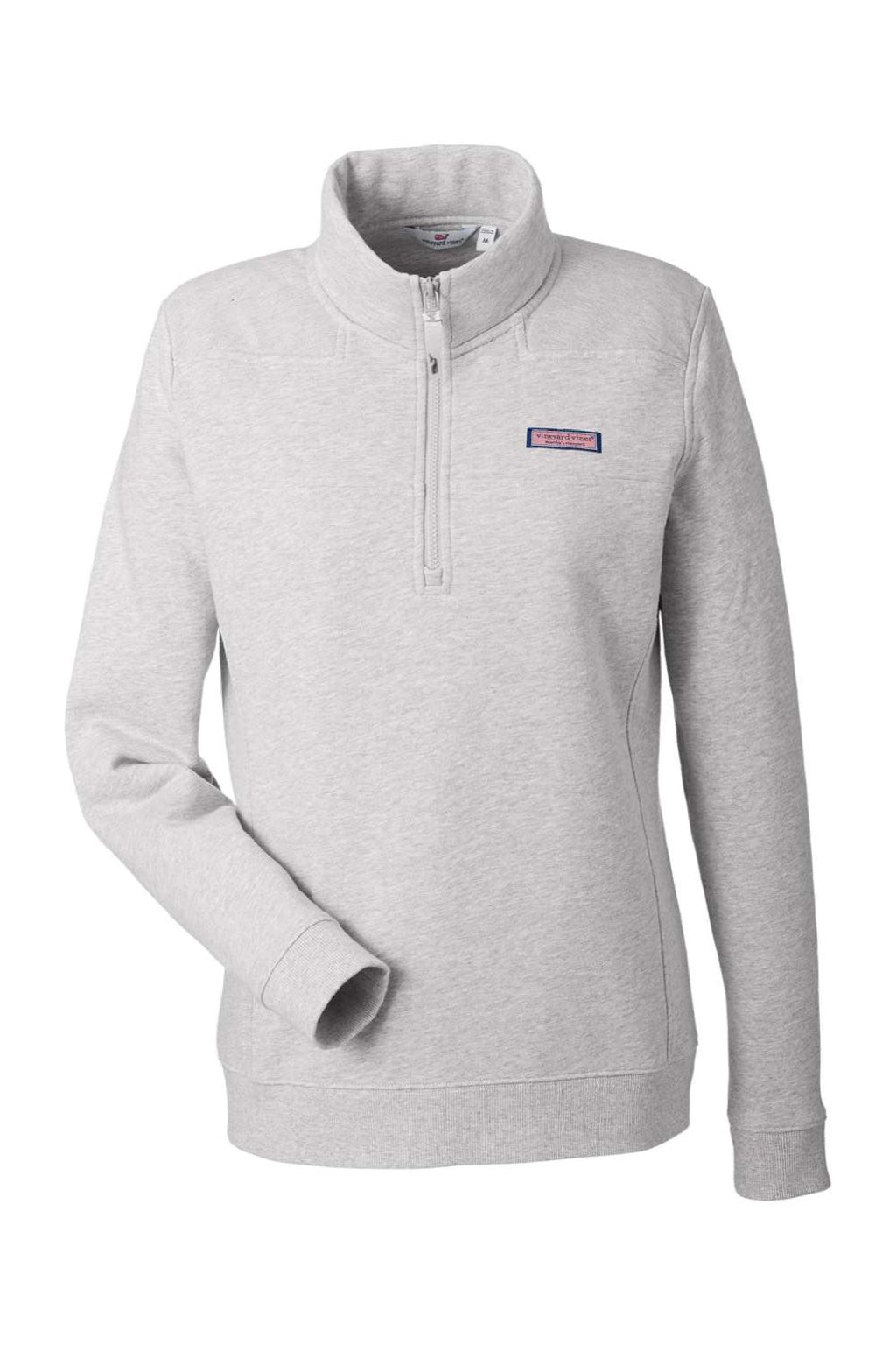 Vineyard Vines K002795 Womens Collegiate Shep 1/4 Zip Sweatshirt Heather Grey Flat Front