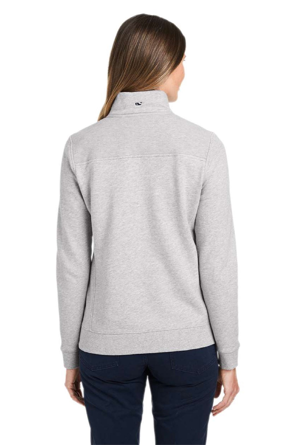 Vineyard Vines K002795 Womens Collegiate Shep 1/4 Zip Sweatshirt Heather Grey Model Back