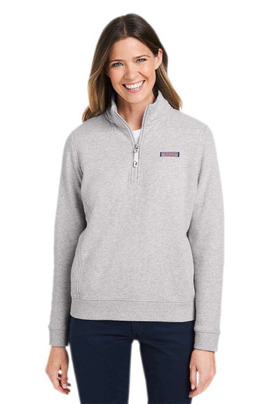 Vineyard Vines K002795 Womens Collegiate Shep 1/4 Zip Sweatshirt Heather Grey Model Front