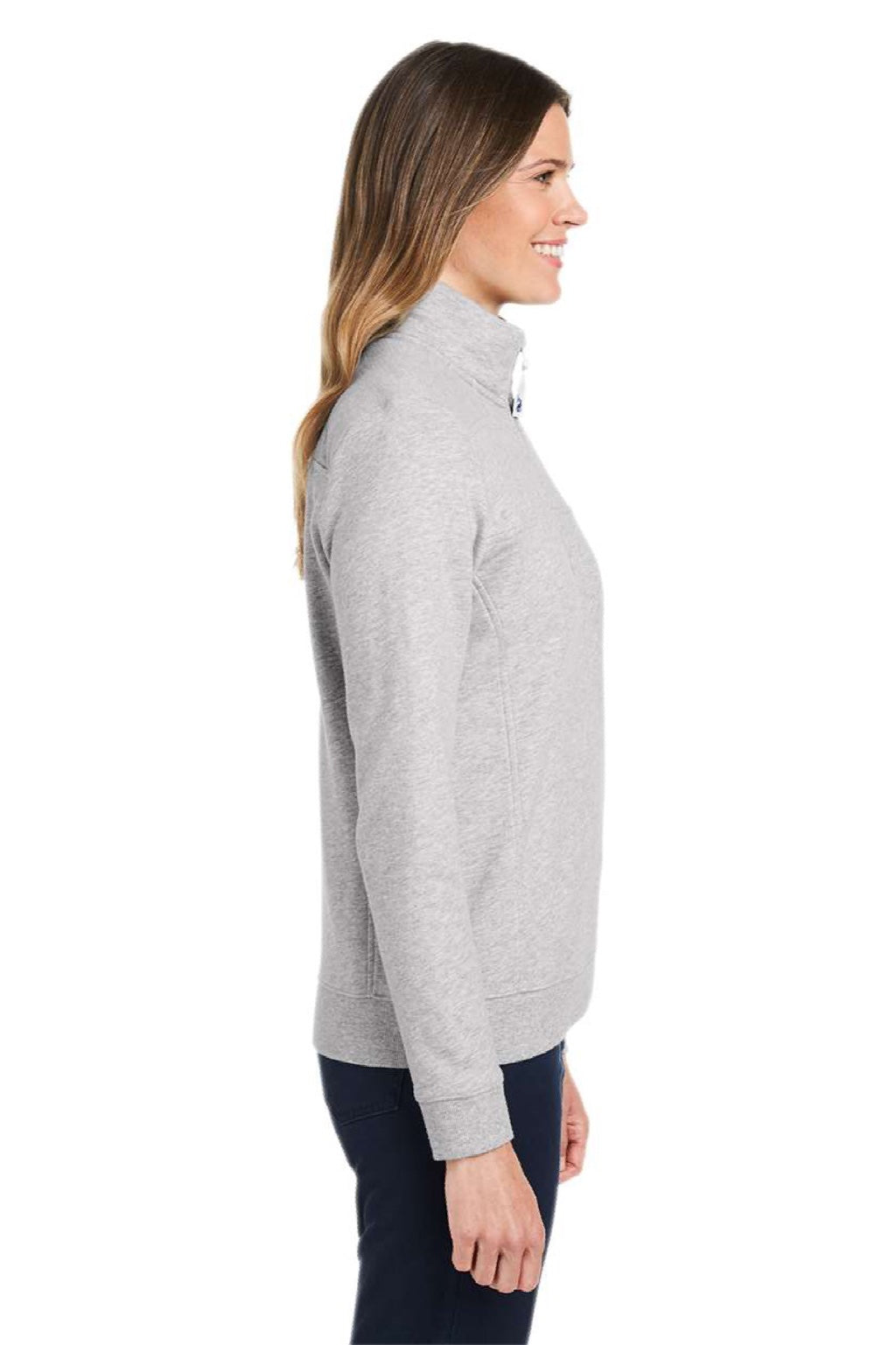 Vineyard Vines K002795 Womens Collegiate Shep 1/4 Zip Sweatshirt Heather Grey Model Side
