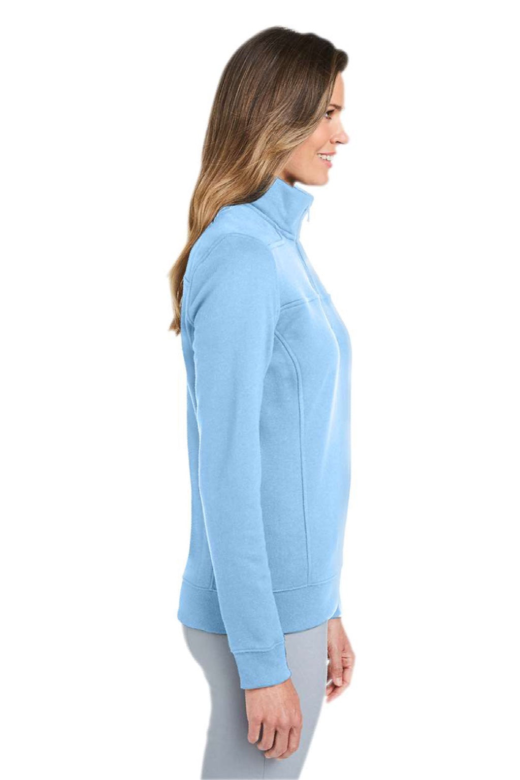 Vineyard Vines K002795 Womens Collegiate Shep 1/4 Zip Sweatshirt Jake Blue Model Side