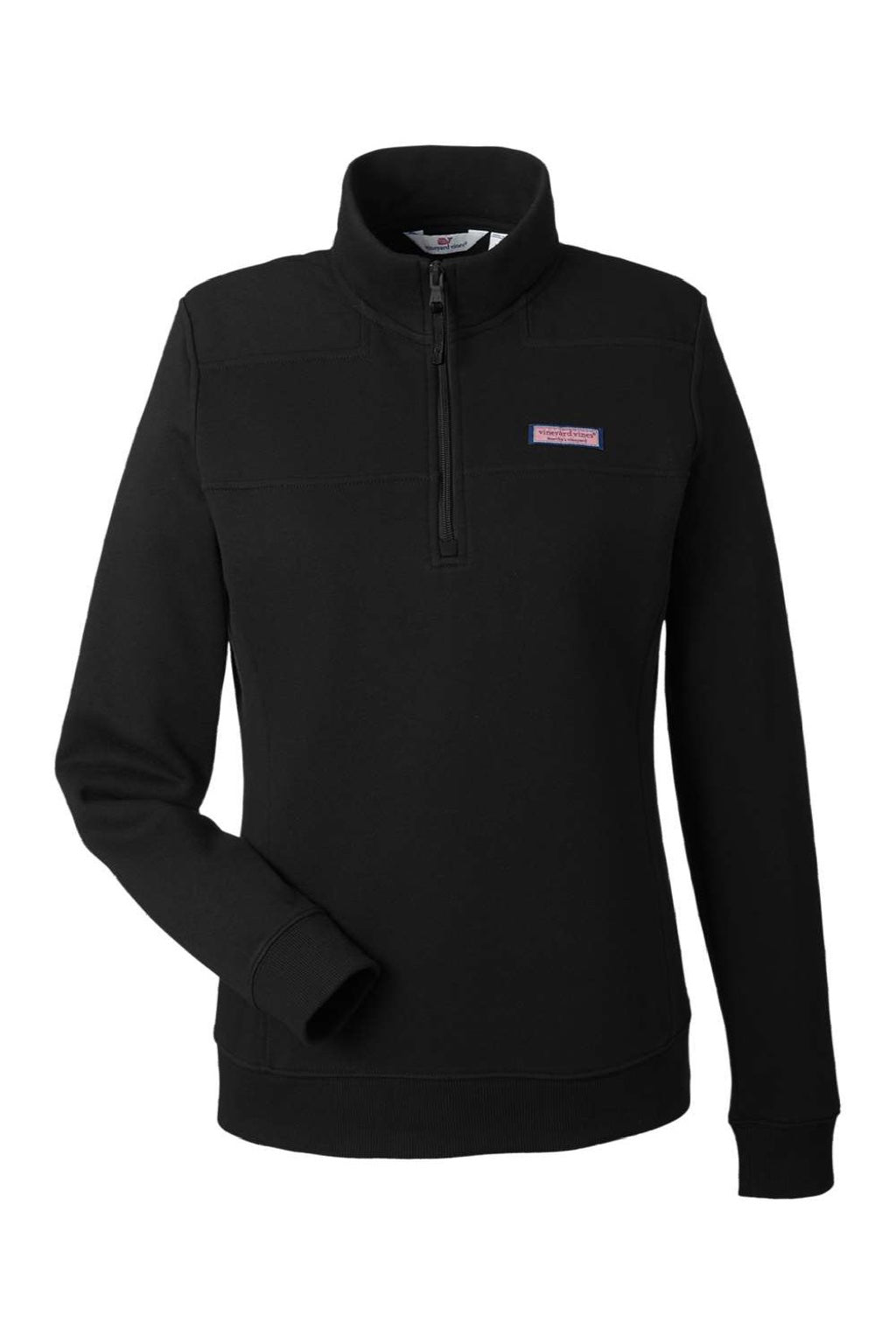 Vineyard Vines K002795 Womens Collegiate Shep 1/4 Zip Sweatshirt Jet Black Flat Front