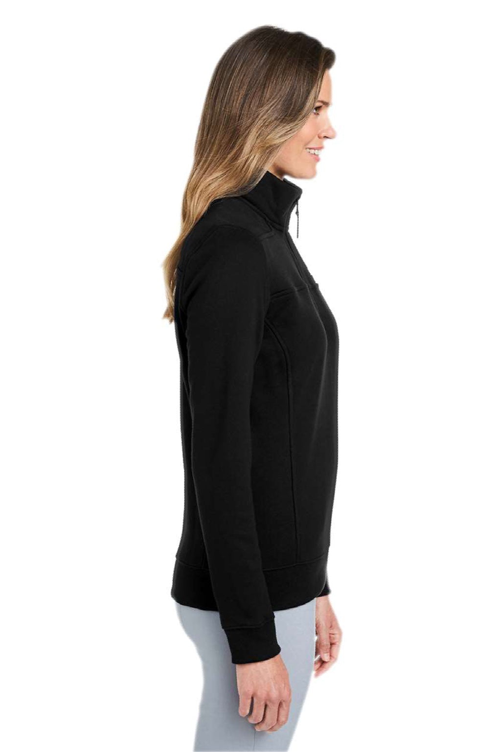 Vineyard Vines K002795 Womens Collegiate Shep 1/4 Zip Sweatshirt Jet Black Model Side