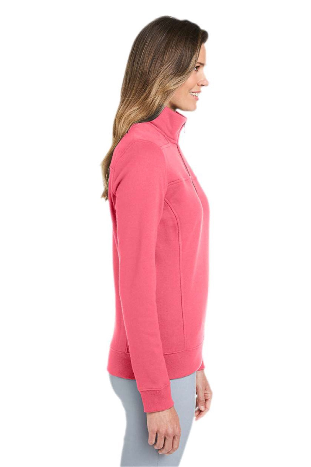 Vineyard Vines K002795 Womens Collegiate Shep 1/4 Zip Sweatshirt Jetty Red Model Side