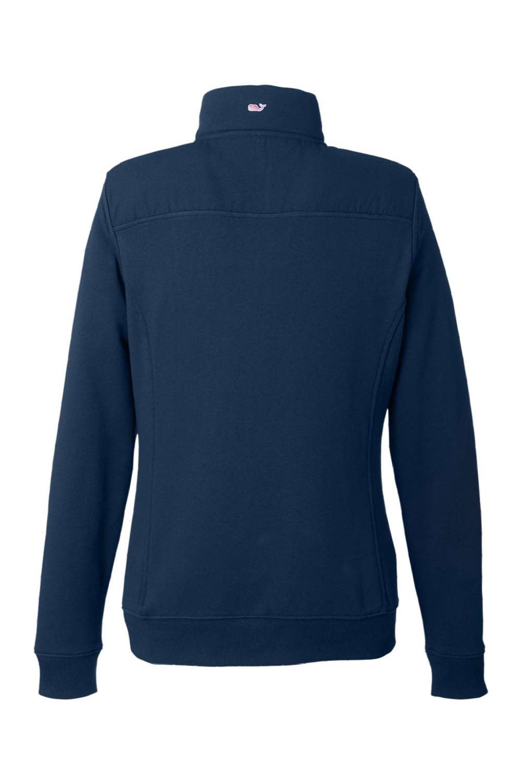 Vineyard Vines K002795 Womens Collegiate Shep 1/4 Zip Sweatshirt Vineyard Navy Blue Flat Back
