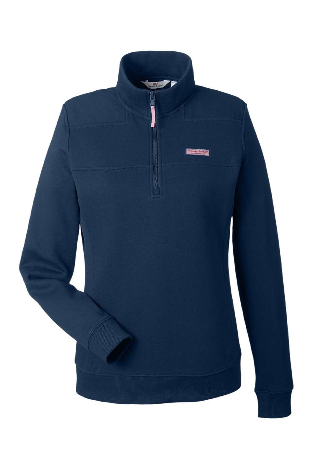 Vineyard Vines K002795 Womens Collegiate Shep 1/4 Zip Sweatshirt Vineyard Navy Blue Flat Front