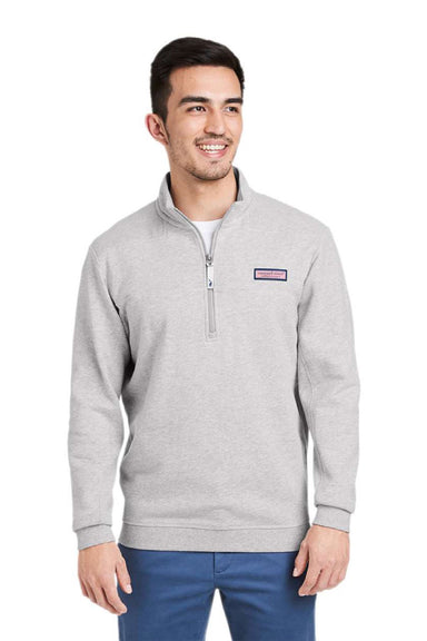 Vineyard Vines K002712 Mens Collegiate Shep 1/4 Zip Sweatshirt Heather Grey Model Front