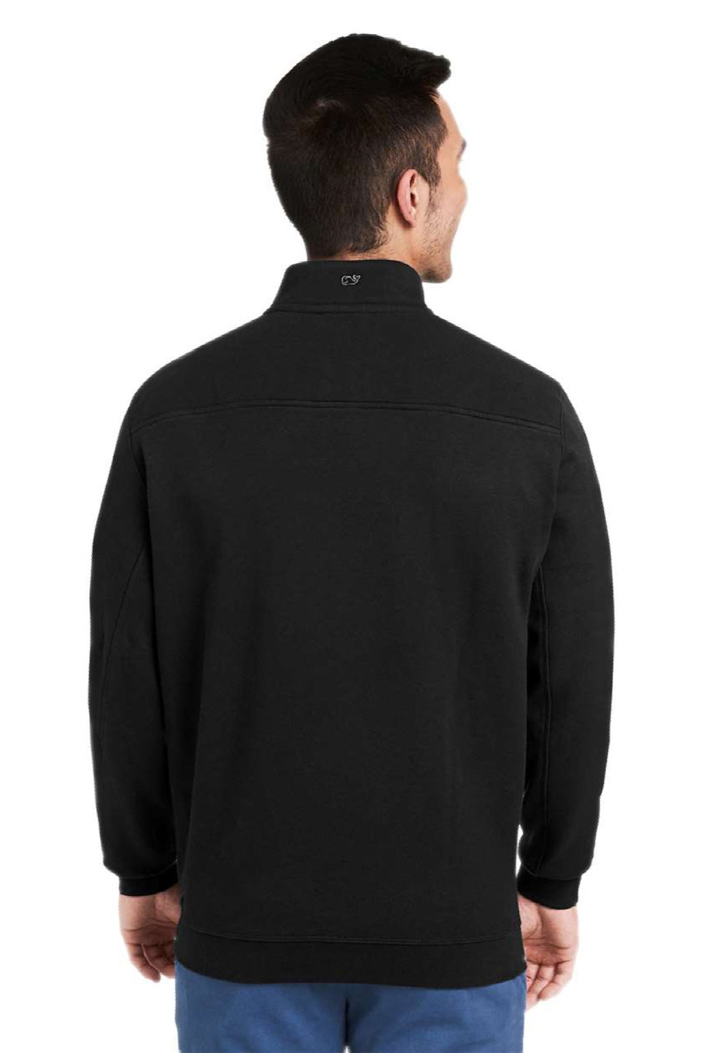 Vineyard Vines K002712 Mens Collegiate Shep 1/4 Zip Sweatshirt Jet Black Model Back