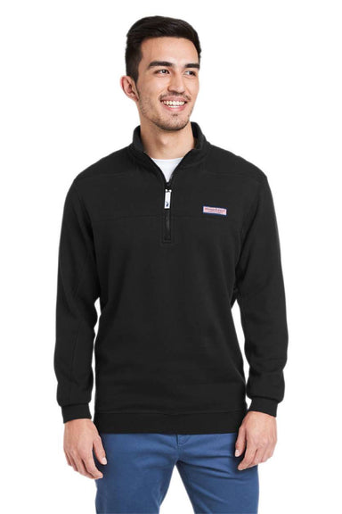 Vineyard Vines K002712 Mens Collegiate Shep 1/4 Zip Sweatshirt Jet Black Model Front