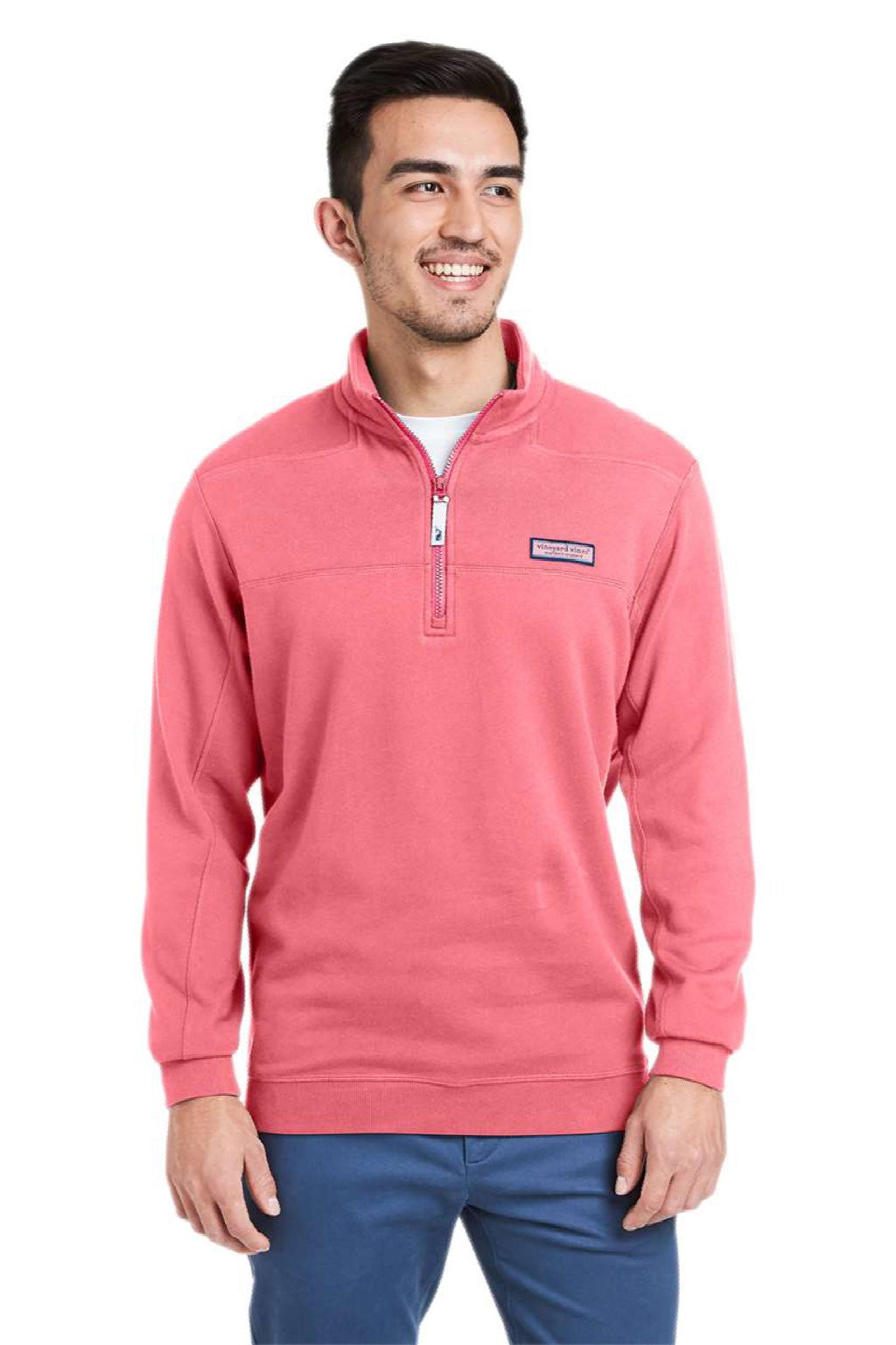 Vineyard Vines K002712 Mens Collegiate Shep 1/4 Zip Sweatshirt Jetty Red Model Front
