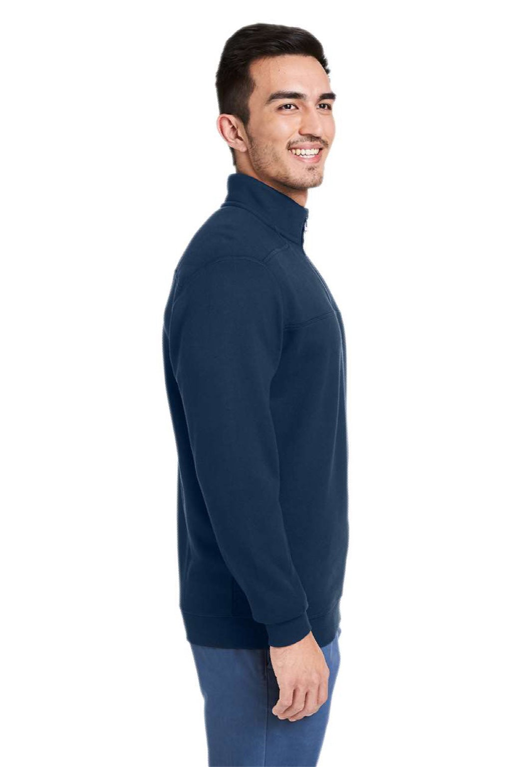 Vineyard Vines K002712 Mens Collegiate Shep 1/4 Zip Sweatshirt Vineyard Navy Blue Model Side