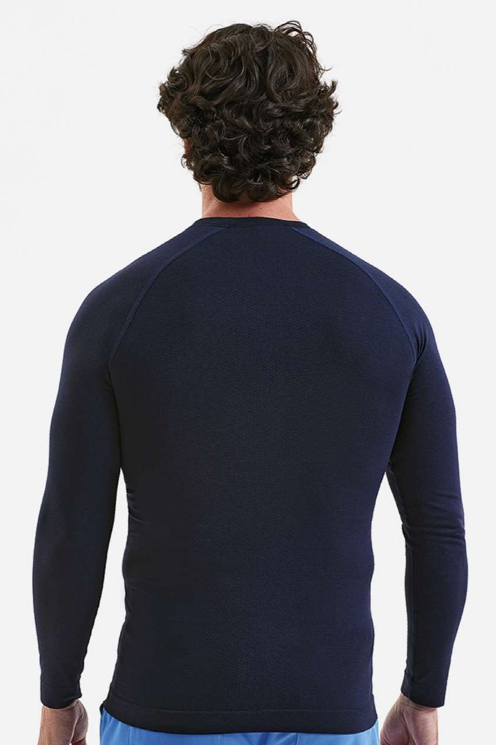 Onna NN270 Mens Unstoppable Fresh Long Sleeve Underscrub Base Layer Heather Navy Blue Model Back