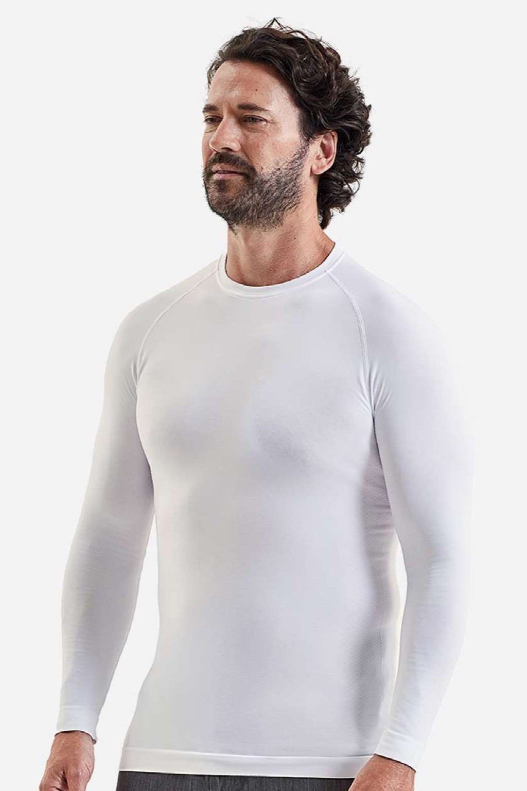 Onna NN270 Mens Unstoppable Fresh Long Sleeve Underscrub Base Layer White Model Side