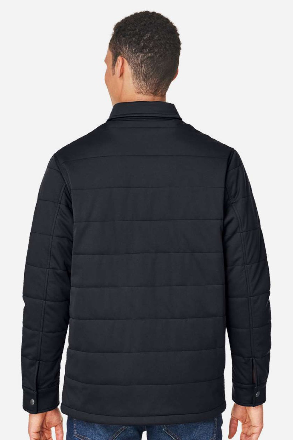 Harriton M821 Mens Guardian Full Zip Soft Shell Chore Coat Black Model Back