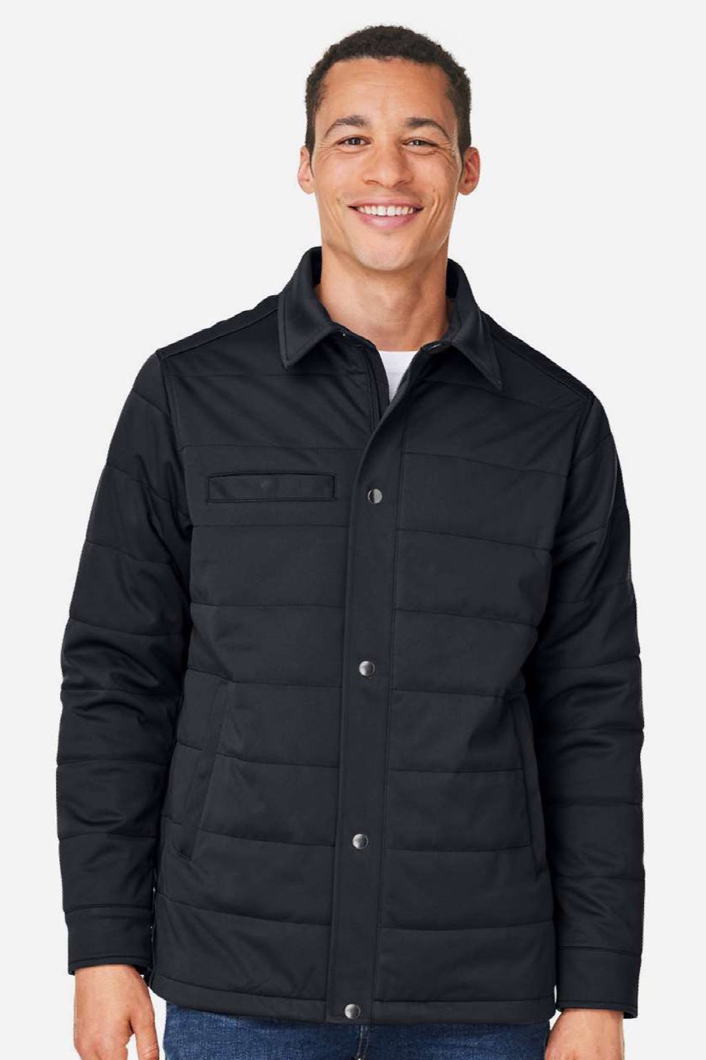 Harriton M821 Mens Guardian Full Zip Soft Shell Chore Coat Black Model Front