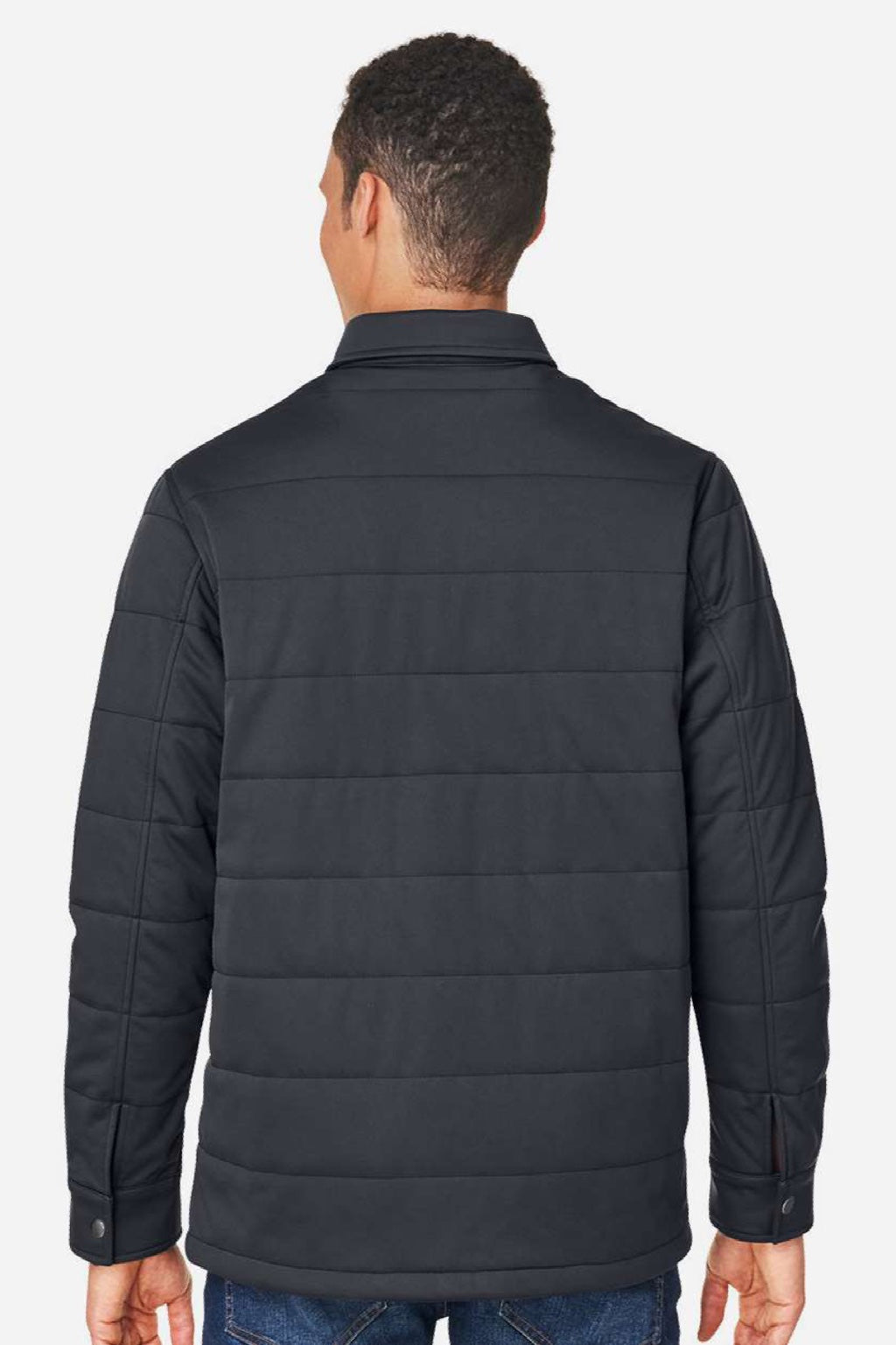 Harriton M821 Mens Guardian Full Zip Soft Shell Chore Coat Dark Charcoal Grey Model Back