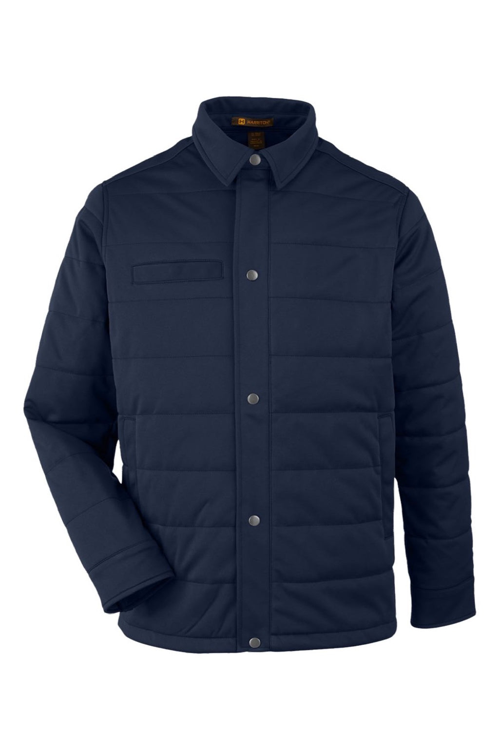 Harriton M821 Mens Guardian Full Zip Soft Shell Chore Coat Dark Navy Blue Flat Front