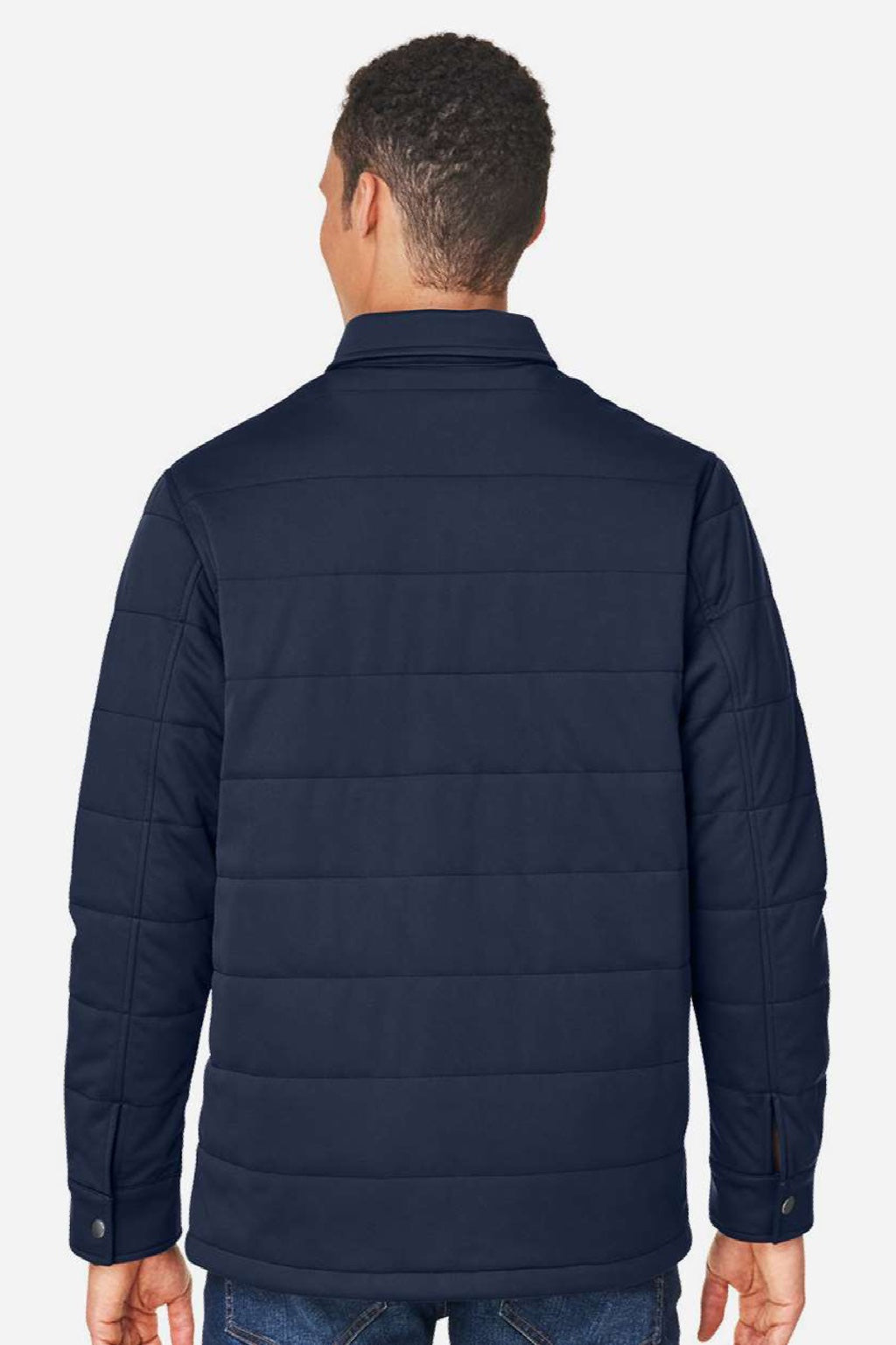 Harriton M821 Mens Guardian Full Zip Soft Shell Chore Coat Dark Navy Blue Model Back