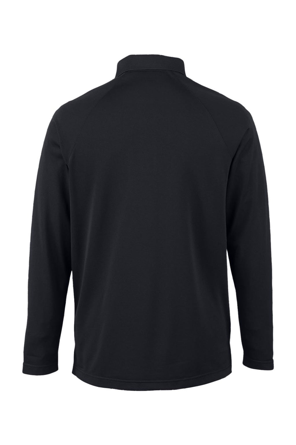 Harriton M208L Mens Charge Moisture Wicking Long Sleeve Polo Shirt Black Flat Back