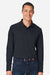 Harriton M208L Mens Charge Moisture Wicking Long Sleeve Polo Shirt Black Model Front