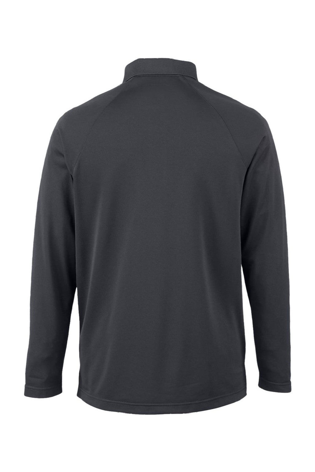 Harriton M208L Mens Charge Moisture Wicking Long Sleeve Polo Shirt Dark Charcoal Grey Flat Back