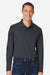 Harriton M208L Mens Charge Moisture Wicking Long Sleeve Polo Shirt Dark Charcoal Grey Model Front
