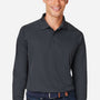Harriton Mens Charge Moisture Wicking Long Sleeve Polo Shirt - Dark Charcoal Grey - Coming Soon