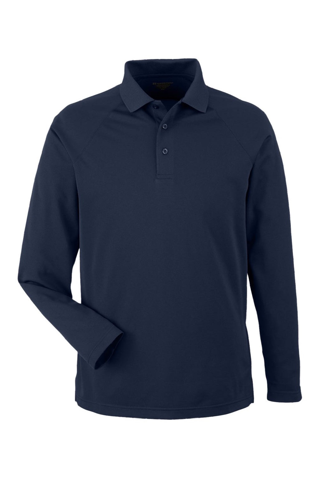 Harriton M208L Mens Charge Moisture Wicking Long Sleeve Polo Shirt Dark Navy Blue Flat Front