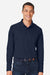 Harriton M208L Mens Charge Moisture Wicking Long Sleeve Polo Shirt Dark Navy Blue Model Front