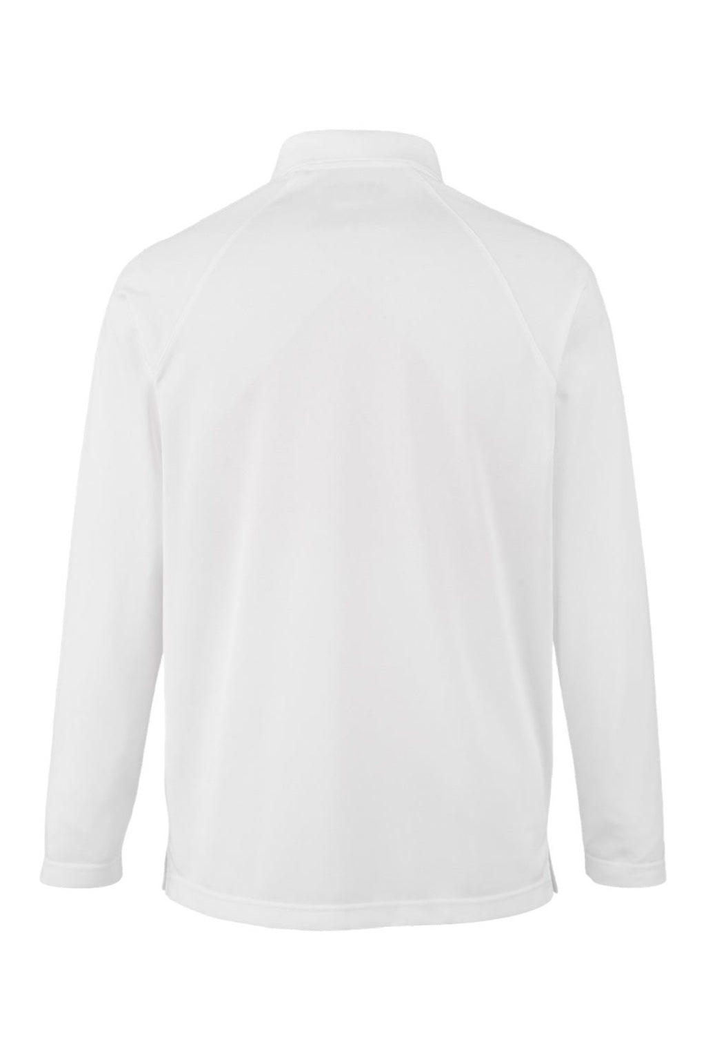 Harriton M208L Mens Charge Moisture Wicking Long Sleeve Polo Shirt White Flat Back
