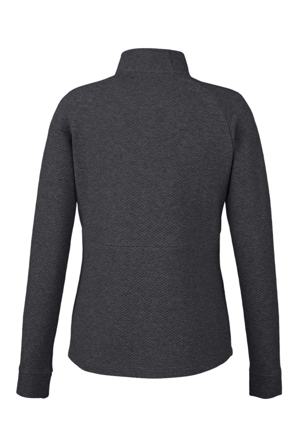 North End NE725W Womens Spirit Textured 1/4 Zip Sweatshirt w/ Pocket Heather Black Flat Back