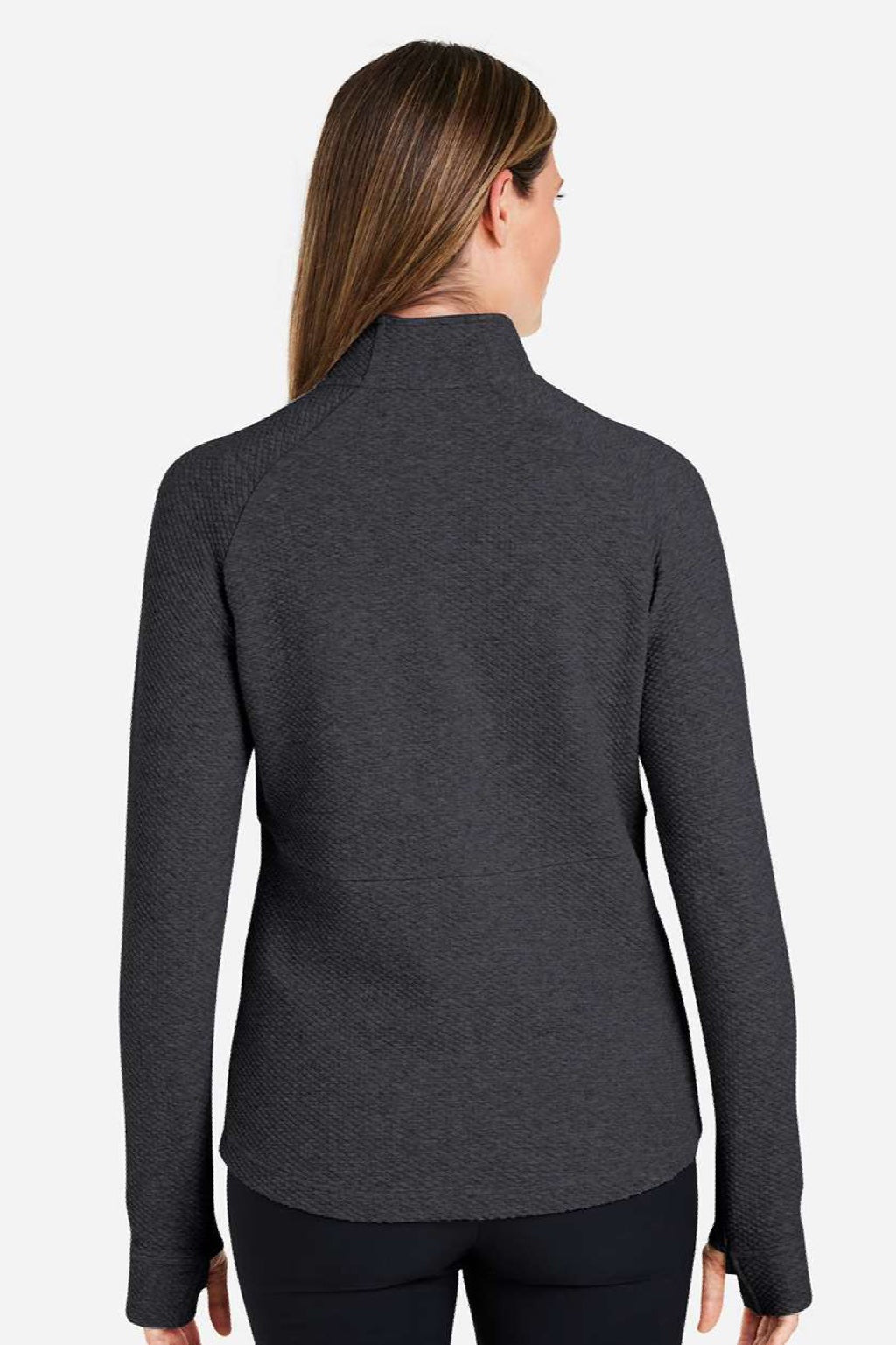 North End NE725W Womens Spirit Textured 1/4 Zip Sweatshirt w/ Pocket Heather Black Model Back