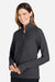 North End NE725W Womens Spirit Textured 1/4 Zip Sweatshirt w/ Pocket Heather Black Model Side