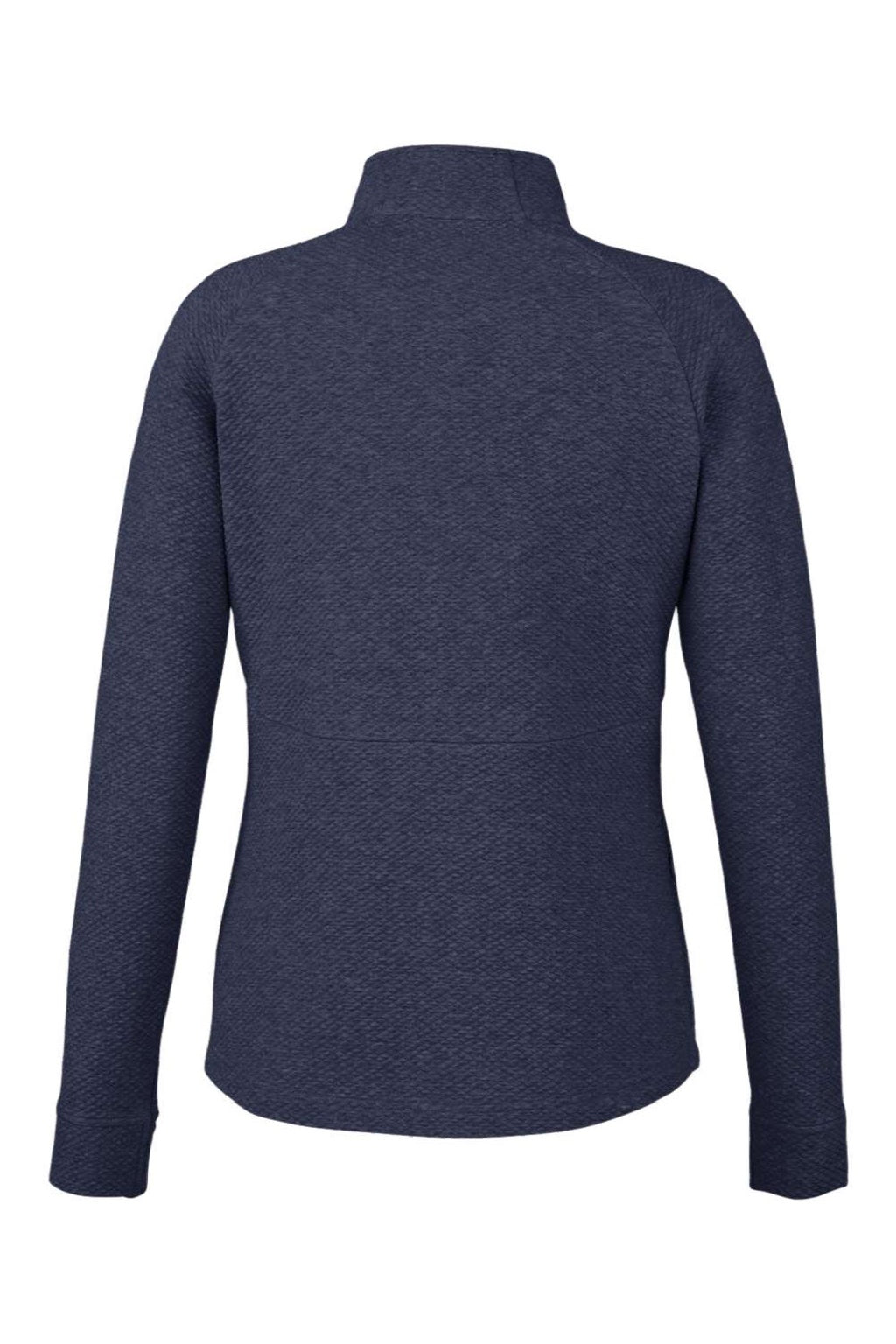 North End NE725W Womens Spirit Textured 1/4 Zip Sweatshirt w/ Pocket Heather Classic Navy Blue Flat Back
