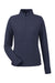 North End NE725W Womens Spirit Textured 1/4 Zip Sweatshirt w/ Pocket Heather Classic Navy Blue Flat Front