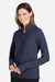 North End NE725W Womens Spirit Textured 1/4 Zip Sweatshirt w/ Pocket Heather Classic Navy Blue Model Side