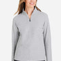 North End Womens Spirit Textured 1/4 Zip Sweatshirt w/ Pocket - Heather Platinum Grey - New